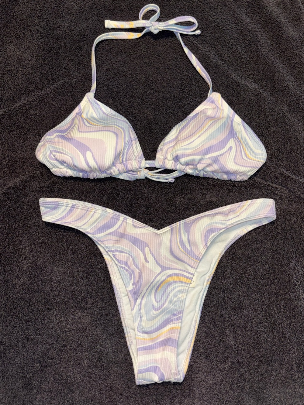 Hollister Triangle Bikini Set in Lavender & White